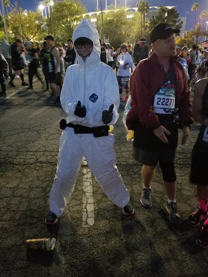 LA Marathon 2018 Jasmine in hazmat suit